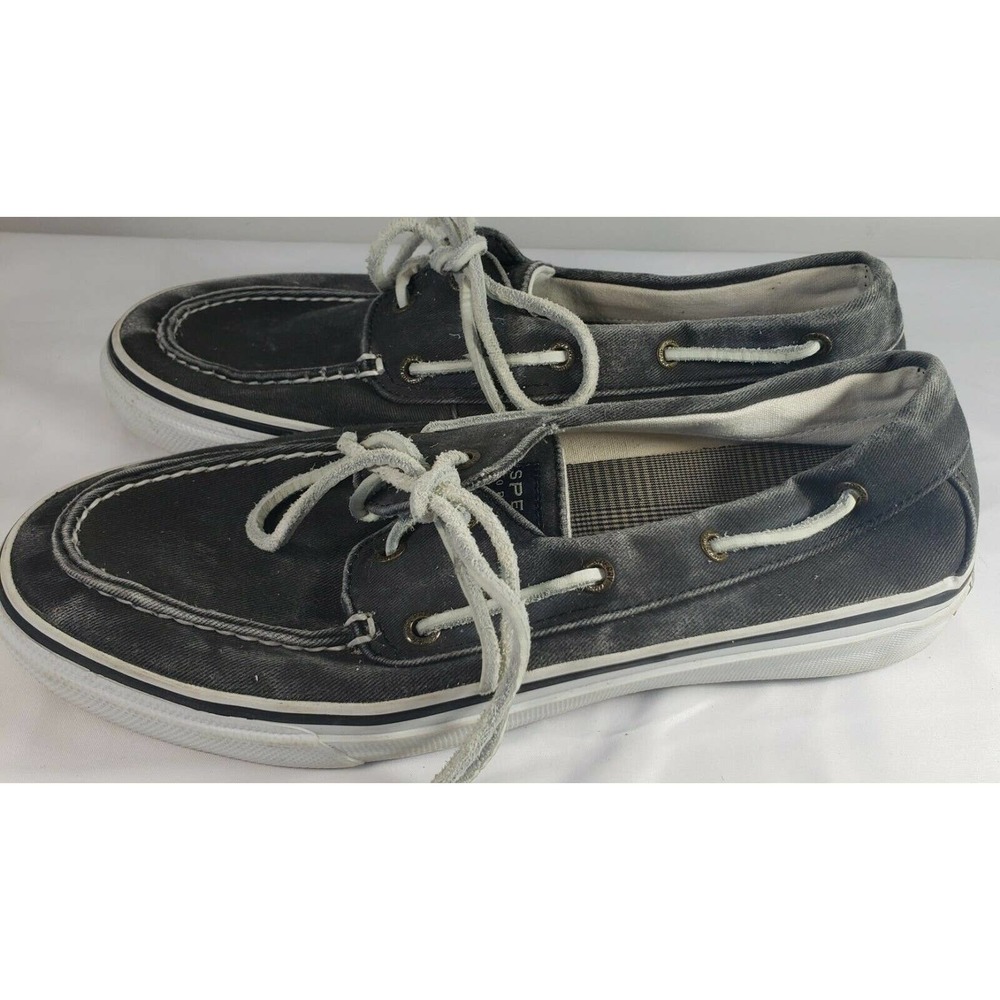Men 9.5 Sperry Top Sider Boat Charcoal Canvas Shoe